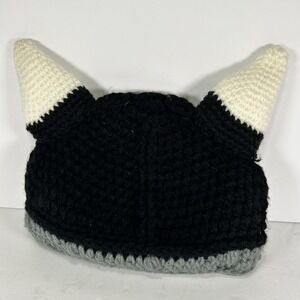 Kids Knit Beanie Hat Black White Striped‎ Soft Warm Winter Hat Toddler handmade